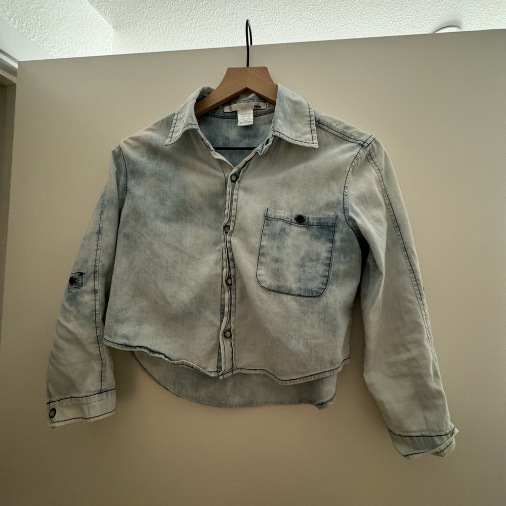 Cropped button down, S